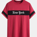 New York Print Color Block Patchwork Arc Hem T-Shirt
