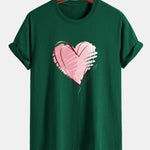 Regular Fit Doodle Heart Print Cotton T-Shirt