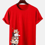 Cartoon Cat Print T-Shirt