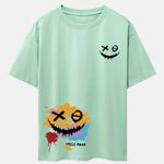 Graffiti Smiley Face Print Drop Shoulder Oversize T-Shirt