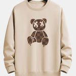 Checkerboard Dissolving Bear Print Relax Fit Sweatshirt