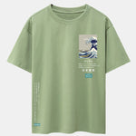 Waves Tokyo Ukiyo-e Print Drop Shoulder Oversize T-Shirt