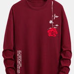 Long Sleeve Rose Slogan Print Cotton T-Shirt