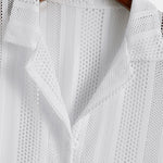 Mesh Textured Shirt & Straight Leg Linen Pants