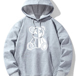 Bear Print Drop Shoulder Relaxed Hoodie