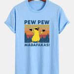 Regular Fit PEW PEW MADAFAKAS Duck Print Cotton T-Shirt
