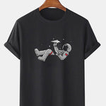 Astronaut Throwing A Paper Airplane Print T-Shirt
