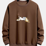 Napping Cat Print Relax Fit Sweatshirt