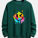 Colorful Mud Splatter Smiley Face Print Relax Fit Sweatshirt