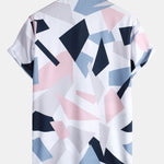 Geometric Print Button Up Shirt With Pocket