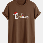 Regular Fit Christmas Believe Print Cotton T-Shirt
