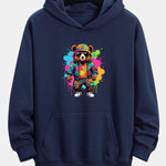 Ink Bear Print Relax Fit Hoodie