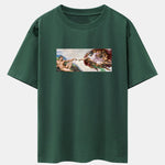 The Creation of Adam Print Drop Shoulder Oversize T-Shirt