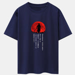 Japanese Samurai Print Drop Shoulder Oversize T-Shirt
