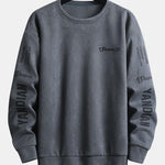 Letter Print Suede Crew Neck Sweatshirt