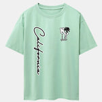 New York California Palm Tree Print Drop Shoulder Oversize T-Shirt
