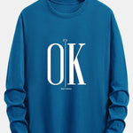 Long Sleeve OK Slogan Print Cotton T-Shirt
