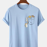 Cute Pocket Cat Print T-Shirt