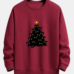 Black Cat Christmas Tree Print Relax Fit Sweatshirt