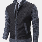 Quilted Jacquard Zip Up Sweater