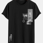 New York Scenery Print Cotton Arc Hem T-Shirt