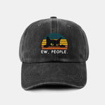 Black Cat Pattern Casual Decoration Washed Cotton Baseball Cap