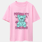 Dissolving Bear Slogan Print Drop Shoulder Oversize T-Shirt