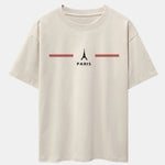 Paris Stripes Print Drop Shoulder Oversize T-Shirt