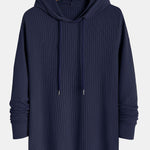 Muscle Fit Long Sleeved Ribbed Hooded T-Shirt