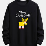 Christmas Elk Print Relax Fit Sweatshirt