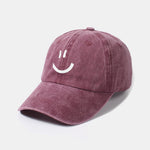 Smiley Face Pattern Classic Retro Washed Distressed Cotton Baseball Cap