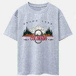 Colorado Mountain Print Drop Shoulder Oversize T-Shirt