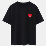 Smiley Heart Print Drop Shoulder Oversize T-Shirt
