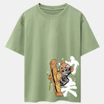 Kung Fu Bear Print Drop Shoulder Oversize T-Shirt