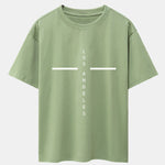Stripe Los Angeles Print Drop Shoulder Oversize T-Shirt