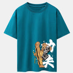 Kung Fu Bear Print Drop Shoulder Oversize T-Shirt
