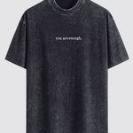 Slogan Print Washed Distressed Drop Shoulder T-Shirt
