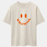 Smiley Face Slogan Print Drop Shoulder Oversize T-Shirt