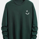 Long Sleeve Smiley Face Print Cotton T-Shirt