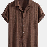 Geometric Jacquard Eyelet Cuban Shirt & Straight Leg Linen Pants