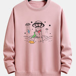 Dinosaur Spaceship Print Relax Fit Sweatshirt