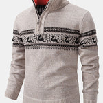 Elk Print Quarter Zip Sweater