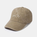 Keep Smiling Letter Casual Versatile Washed Cotton Baseball Cap