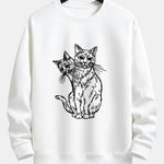 Two Cats Print Relax Fit Sweatshirt