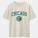 Chicago Coat Of Arms Print Drop Shoulder Oversize T-Shirt