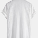Striped Jacquard Cuban Collar Shirt & Straight Leg Linen Pants