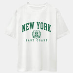 New York Varsity Print Drop Shoulder Oversize T-Shirt & Sweat Shorts