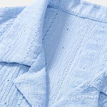 Geometric Jacquard Textured Cuban Shirt & Straight Leg Linen Pants