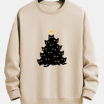 Black Cat Christmas Tree Print Relax Fit Sweatshirt