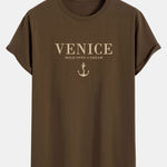 Venice Anchor Print Cotton Arc Hem T-Shirt